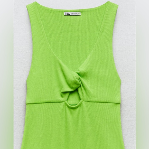 Zara Green Ribbed Cut-Out Midi Dress - Picture 4 of 4